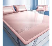 Cubrecolchón refrescante, seda de hielo con funda de almohada para adultos, tapete de sueño de verano para dormitorio y familia, cómodo cubrecolchón de cama, gris, 59 x 78.7 pulgadas (ancho x largo)