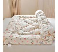 Cubrecolchones matrimoniales de 2 pulgadas de grosor con relleno de algodón para cama individual, Queen, King, cubrecolchón suave ventilado para sofá cama, caravana, caravana (H,QUEEN-150 x 200 cm)