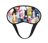 Cubreojos ajustable con estampado de caballos de dibujos animados coloridos para dormir, cómodo, sin presión y transpirable