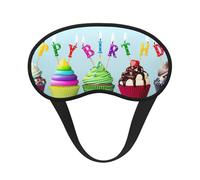 Cubreojos ajustable con estampado de cupcakes de feliz cumpleaños para dormir, cómodo, sin presión y transpirable