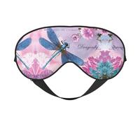 Cubreojos con diseño de flor rosa y libélula azul, correa ajustable, suave, reversible, para dormir profundamente, para dormir profundamente o dormir la siesta