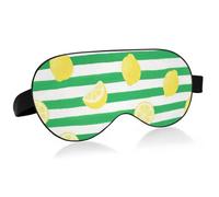 Cubreojos esencial para dormir con rayas verdes y blancas y limón, con banda elástica ajustable, opaca, transpirable, para dormir por la noche
