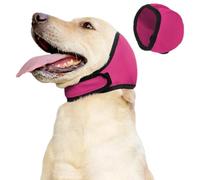 Cubreorejas para perros durante los enjuagues con champú, color rojo rosa | Paño envolvente suave con ajuste ceñido, útiles propietarios de baño