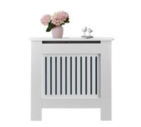 Cubreradiador. Cubierta para Radiador. Protector Refractario de MDF con Estante y Listones. Mueble Elegante con Acabado en Blanco y Diseño Moderno para Salón, Domitorio, Oficina(79x82x19cm)