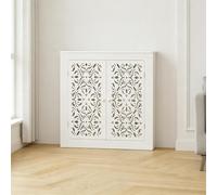 Cubreradiador moderno con puertas, estante para calefacción del hogar | Diseño de rejilla elegante, doble puerta acceso fácil, estructura eficiente, panel PVC, salón(19.7'' x 5.9'' x 23.6'')