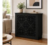 Cubreradiadores Modernos, Cubre Radiador Madera, Radiador Decorativo Blanco | Calado Elegante, Estructura Resistente De Madera, Acabado Blanco Cubierta Ventilada Para Salón(Black,L60xH60xD20cm)