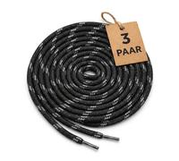 CUBSER Cordones redondos para botas (3 pares), cordones duraderos de 5 mm para senderismo, caminar, al aire libre y botas de trabajo + soporte para cordones (90 cm, negro-gris)