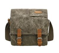 Cubstone Bolso de la Cámara de SLR,Bolso Bandolera para cámara de Fotos,Bolso de Lona Impermeable de Cera Caja de Vendimia con Correa Ajustable para el Hombro y separadores extraíbles(Military Green)