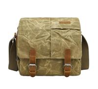 Cubstone Bolso de la Cámara de SLR,Bolso Bandolera para cámara de Fotos,Bolso de Lona Impermeable de Cera Caja de Vendimia con Correa Ajustable para el Hombro y separadores extraíbles(Earth Yellow)