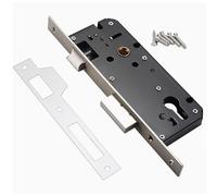 Cubstone Cerradura para Marco de Tubos, Cerradura de Embutir-Entrada:25 mm, Distancia Entre nuecas:85 mm para Puertas de Madera - Acero Inoxidable Mate - Lengüeta Oblicua Reversible(50mm)