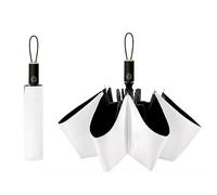 CUBY Paraguas de viaje compacto plegable con protección UV, apertura y cierre automático para resistente al viento, a la lluvia y al 99,9% de protección UV con revestimiento negro anti-UV, blanco, 97