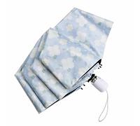 CUBY Paraguas de viaje compacto plegable con protección UV, apertura y cierre automático para resistente al viento, a la lluvia y al 99,9% de protección UV con revestimiento negro anti-UV, Flor azul.,