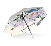 CUBY Paraguas UV compacto plegable de viaje paraguas de apertura y cierre automático para resistente al viento, a la lluvia y 99.9% de protección UV sombrilla con revestimiento negro anti-UV, Rosa