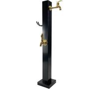 CucCe Columna de agua de acero inoxidable Columna de agua vertical independiente for jardín con grifo cobre, soporte cuadrado for manguera e hidrante montado en el suelo(Black C)