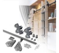 CucCe Kit de rieles para escaleras móviles Kit de herrajes for escalera retráctil con ruedas y rodillo de piso (sin escalera)(16ft/500cm Track kit)