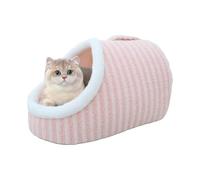Cuccia Gruta Pantufla Gato Fondo Antideslizante Ultra Suave Lavable | Cama de refugio acogedora para perros pequeños y medianos, tamaño interior, caseta, manta refugio suave, felpa rosa, S