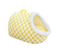 Cuccia Gruta Pantufla Gato Fondo Antideslizante Ultra Suave Lavable | Caseta de peluche antideslizante, cálida y suave, para perros pequeños y pequeños, color amarillo claro, talla L