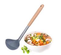 Cuchar¨®n de cocina de silicona,cuchar¨®n de sopa antiadherente suave, mango de madera suave y seguro, resistente a los ara?azos, cuchara para cocinar y servir para sopa, chile, salsa, cuchar¨®n de