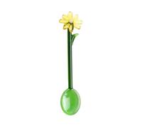 Cuchara agitadora de vidrio con y cabeza de flor de colores para mezclar bebidas, café, bebidas y postres, agitador de cócteles, cuchara de vidrio transparente