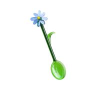 Cuchara agitadora de vidrio con y cabeza de flor de colores para mezclar bebidas, café, bebidas y postres, agitador de cócteles, cuchara de vidrio transparente