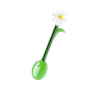Cuchara agitadora de vidrio con y cabeza de flor de colores para mezclar bebidas, café, bebidas y postres, agitador de cócteles, cuchara de vidrio transparente