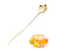 Cuchara agitadora dorada, cuchara mezcladora de bebidas, cucharas de mesa de mango delgado, elegantes cucharas de servir postre, herramienta de cocina de agarre suave, pieza de cubiertos decorativa