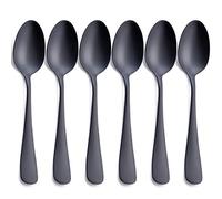 Cuchara Cena Negro Mate, GoGeiLi Acero Inoxidable Acabado Satinado 19.8cm Cubiertos Juego de Cucharas, Servicio para 6, Apto para Lavavajillas