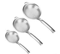 Cuchara coladora de malla de acero inoxidable para filtrar leche de soja, jugo y yogur, para uso en cocina para leche de almendras, tamizado de harina y lavado de frutas (mediano)