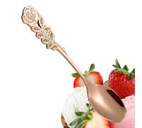 Cuchara de acero inoxidable con mango de flor, elegante diseño floral con acabado pulido, agitador de té y café con tallo decorativo, servidor de helado de postre de acero de alta calidad, ensalada y