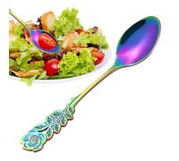 Cuchara de acero inoxidable, cucharas de cena | Cuchara de helado con mango en | Cucharas de té de cocina de acero inoxidable, sirviendo para helado, postre, ensalada de té