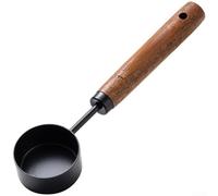 Cuchara de acero inoxidable de 15 ml con mango de nogal negro para uso diario en preparación de café y medición de alimentos (B)