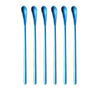 Cuchara de acero inoxidable de 19,3 cm, lacada de metal y acero inoxidable, 19,3 cm, incluye cera de mezcla y materiales para hacer velas fabricados con materiales de primera calidad (azul)