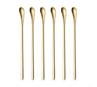 Cuchara de acero inoxidable para derretir cera, varilla agitadora de 19,3 cm para hacer resina, jabón y velas, herramienta de cocina con agarre cómodo, fácil de limpiar, paquete de 6 (dorado)