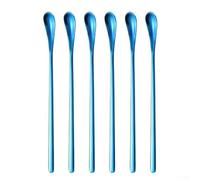 Cuchara de acero inoxidable para mezclar resina de cera y jabón con mango largo diseñada para manualidades y aplicaciones de fabricación de velas (azul)