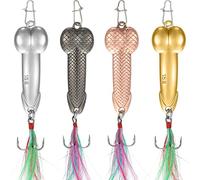 Cuchara de Anzuelo Metal 4 Señuelos de Pesca de Metal Duro Spinner de Trucha Brillante con Anzuelos Triples Cebo Giratorio de Pica de Cola Pluma Accesorio Pesca Salmón, Peso 15 g, 4 Colores
