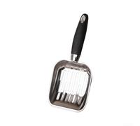 Cuchara de arena para gatos de acero inoxidable con filtro de malla fina que elimina eficazmente las heces mientras retiene la arena minimiza los residuos y el desorden (negro en forma de tira)