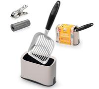 Cuchara de Arena para Gatos de Metal Resistente con Soporte, Pala de Caja de Arena de tamiz de Velocidad Que Captura Todos los grumos, Pala para tamizar Arena para Gatitos, Mango cómodo, Pala para