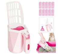 Cuchara de arena para gatos, pala de arena para gatos con soporte y 150 bolsas para excrementos de gatos para caja de arena: pala extraíble y cubo de basura de gran capacidad, pala portátil para