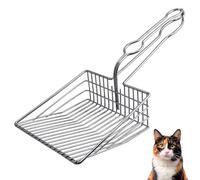 Cuchara de arena para gatos, pala de metal extra grande y resistente, pala de acero inoxidable de alta calidad, pala de tamizado duradera con mango largo para una fácil limpieza, la mejor pala para