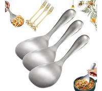 Cuchara de arroz antiadherente de acero inoxidable grueso, paleta de cuchara de arroz, cucharas coreanas, cuchara de arroz resistente, no se oxida, espátula antiadherente para arroz (3 piezas, lijado)