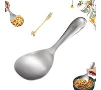 Cuchara de arroz antiadherente de acero inoxidable grueso, paleta de cuchara de arroz, cucharas coreanas, cuchara de arroz resistente, no se oxida, espátula antiadherente para arroz (1 unidad, lijado)