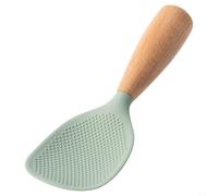Cuchara de arroz de silicona con mango de madera antideslizante diseñada para mantenerse en posición vertical, resistente al calor y segura para usar con platos calientes, fácil de mantener (verde)