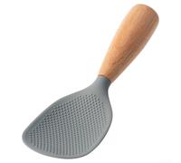 Cuchara de arroz de silicona con mango de madera antideslizante diseñada para resistencia al calor, se mantiene en posición vertical para cocinar desorden, segura en utensilios de cocina