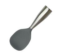 Cuchara de arroz vertical de acero inoxidable - Paleta de servicio antiadherente | Acero inoxidable 304 con mango de silicona, cuchara antideslizante para cocina, servicio, hogar y resto