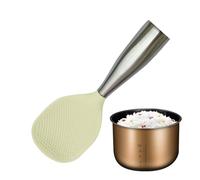 Cuchara de arroz vertical de acero inoxidable - Paleta de servicio antiadherente | Acero inoxidable 304 con mango de silicona, cuchara antideslizante para cocina, servicio, hogar y resto