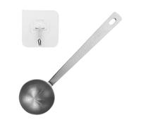 Cuchara de café de 15 ml, cuchara medidora de café con 1 gancho transparente, cuchara dosificadora de café de acero inoxidable con mango largo (plata)