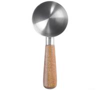 Cuchara de café de acero inoxidable con mango de madera maciza para medir granos antes de moler para espresso o goteo