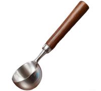 Cuchara de café de acero inoxidable con mango largo de 30 ml, mango de madera de nogal, herramienta de preparación de polvo de proteína de té (D)