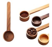 Cuchara de café de madera maciza, cuchara medidora de nogal negro para granos de café de 10 g, cuchara de té ergonómica, cuchara de harina de madera, utensilio de cocina rústico, para herramienta de