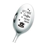 Cuchara de café grabada, tengamos café para siempre, cuchara de acero inoxidable, regalos para amantes, mejores amigos, amantes del café (Let's Have Coffee Together Forever)